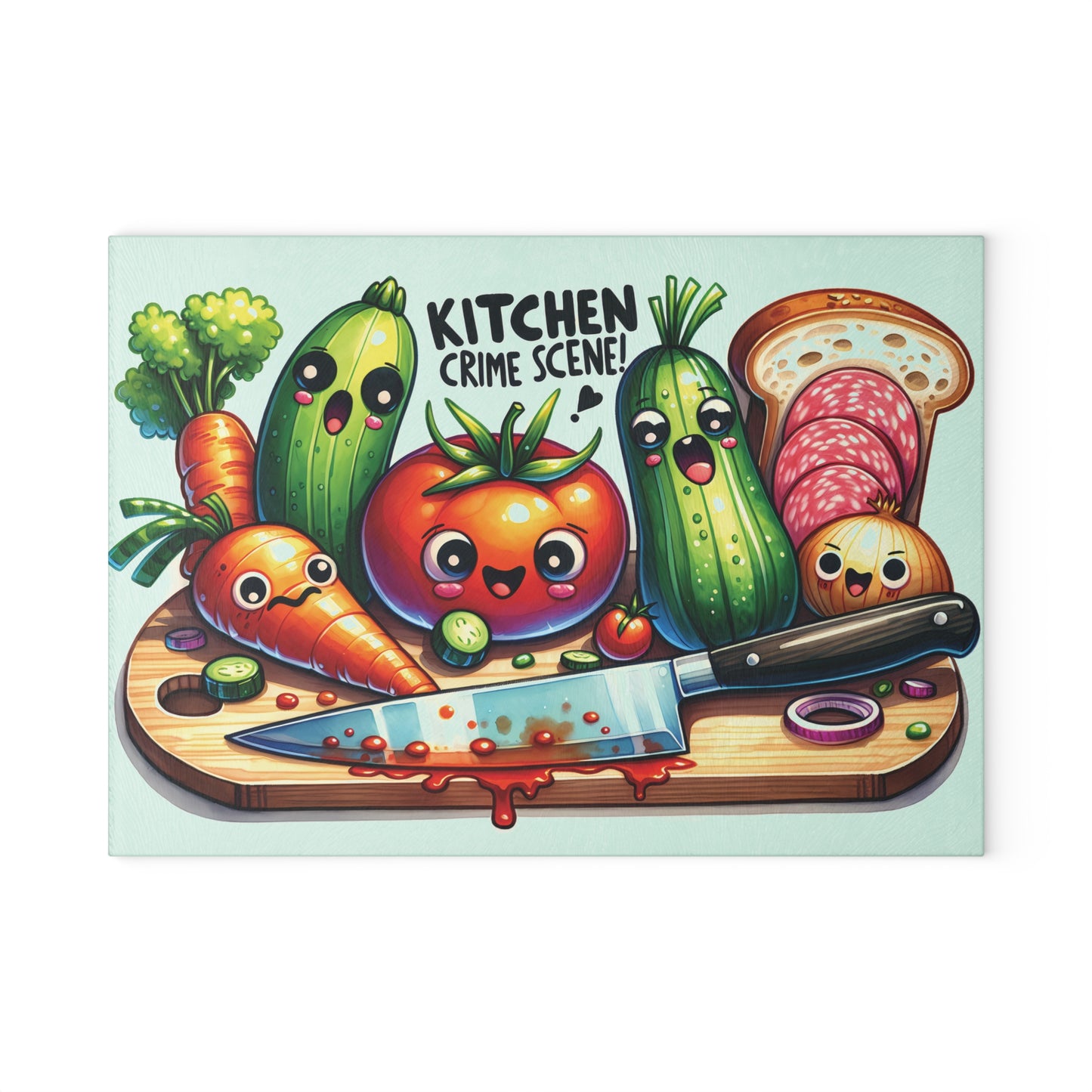 Kitchen Crime Scene Glass Cutting Board – Funny & Unique Kitchen Decor