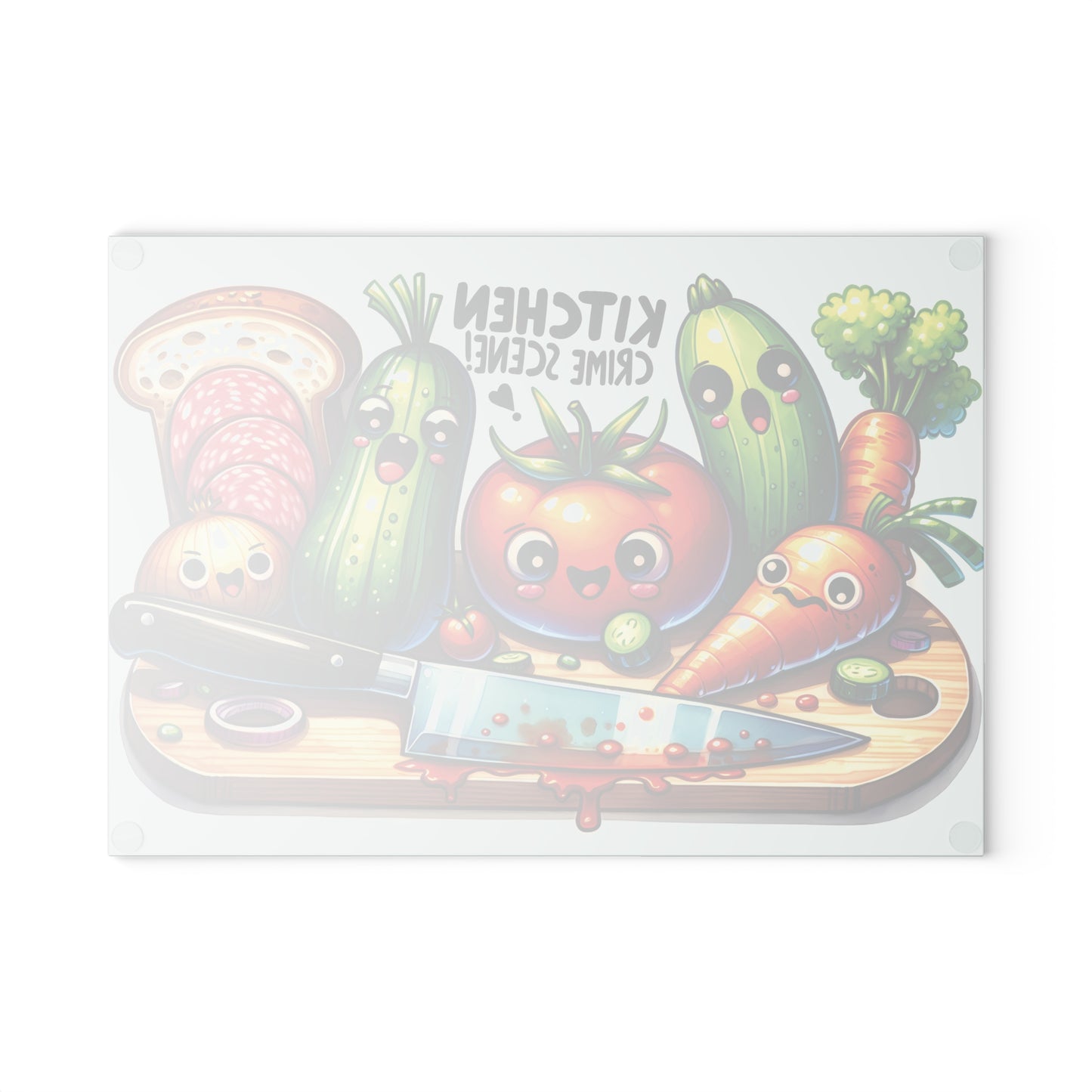 Kitchen Crime Scene Glass Cutting Board – Funny & Unique Kitchen Decor