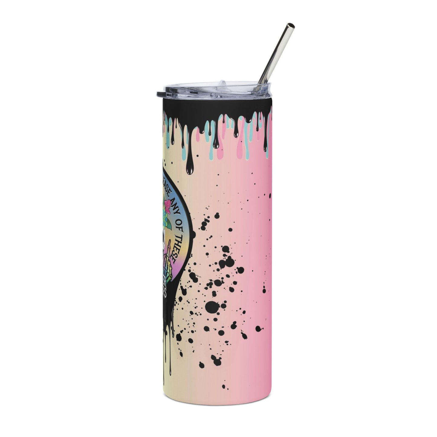 Colorful Skull Stainless Steel Tumbler - 20oz with Inspirational Quote