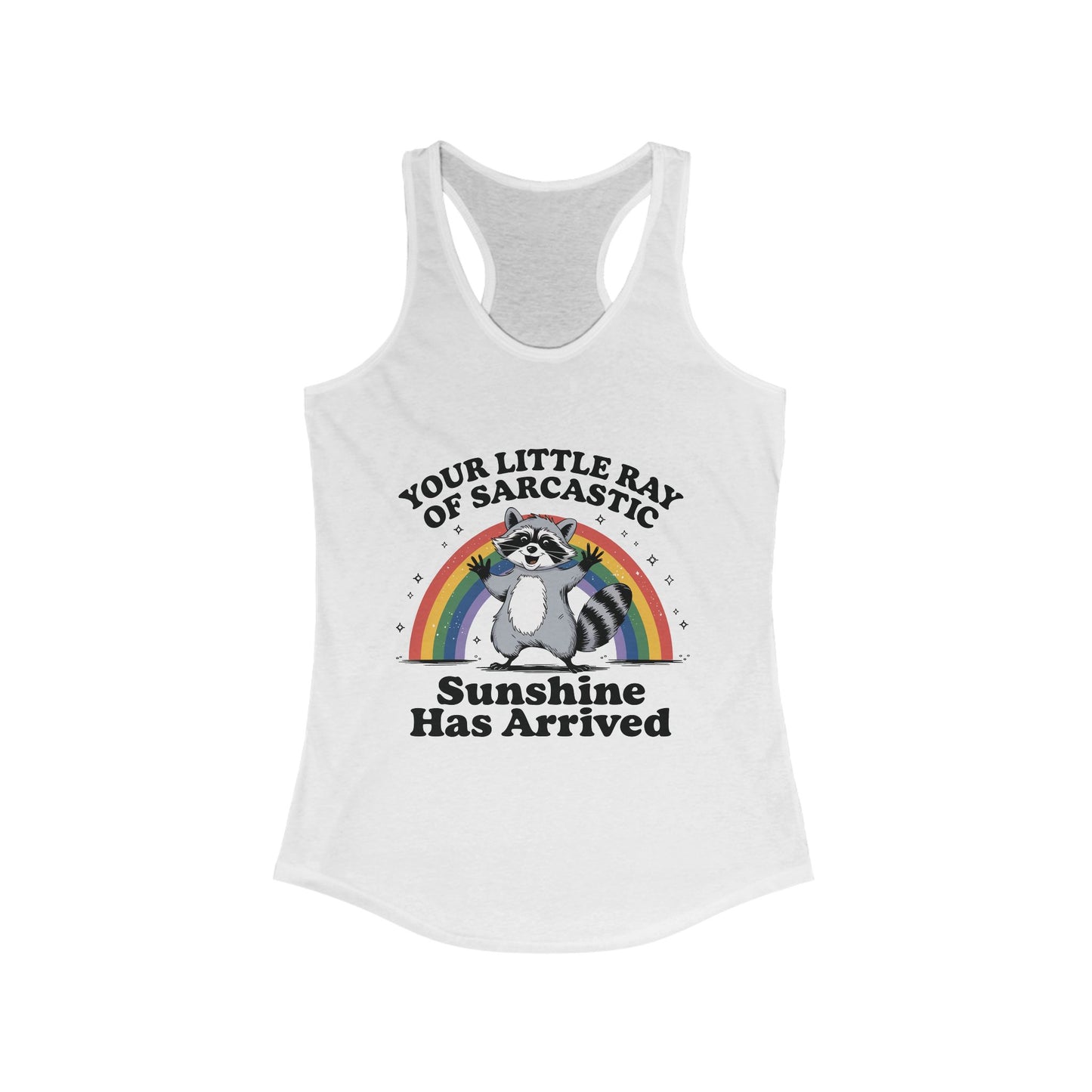 Tank Top - Sarcastic Raccoon Rainbow Graphic Tee for Women