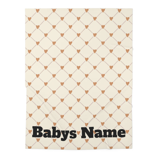 Personalized Baby Swaddle Blanket with Heart Pattern