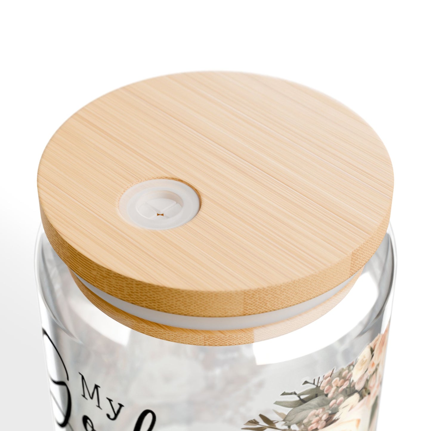 Floral Inspirational Sipper Glass 16oz - My God is My Rock Design