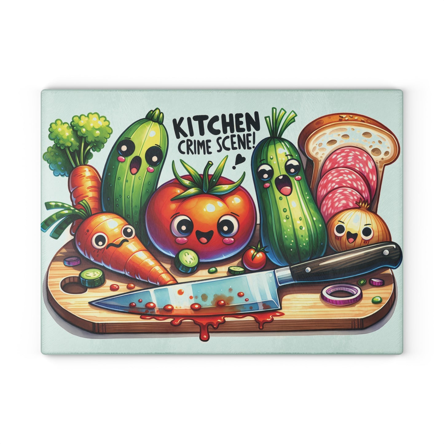 Kitchen Crime Scene Glass Cutting Board – Funny & Unique Kitchen Decor