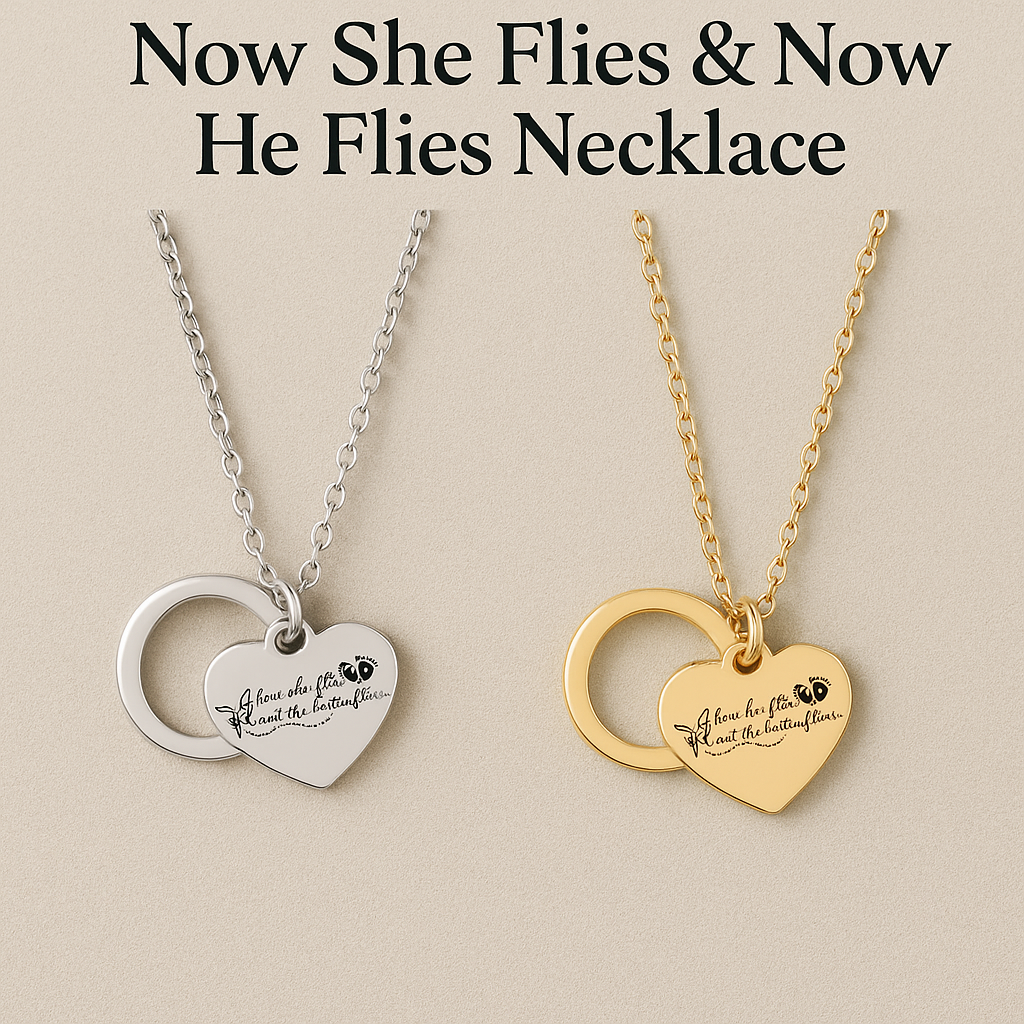 Eternal Flight Heart Pendant Memorial Jewelry, Engraved Keepsake