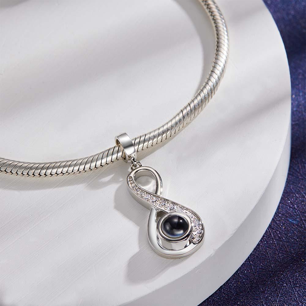 Sterling Silver Custom Photo Projection Charm Infinite Love Pendant, personalized gift