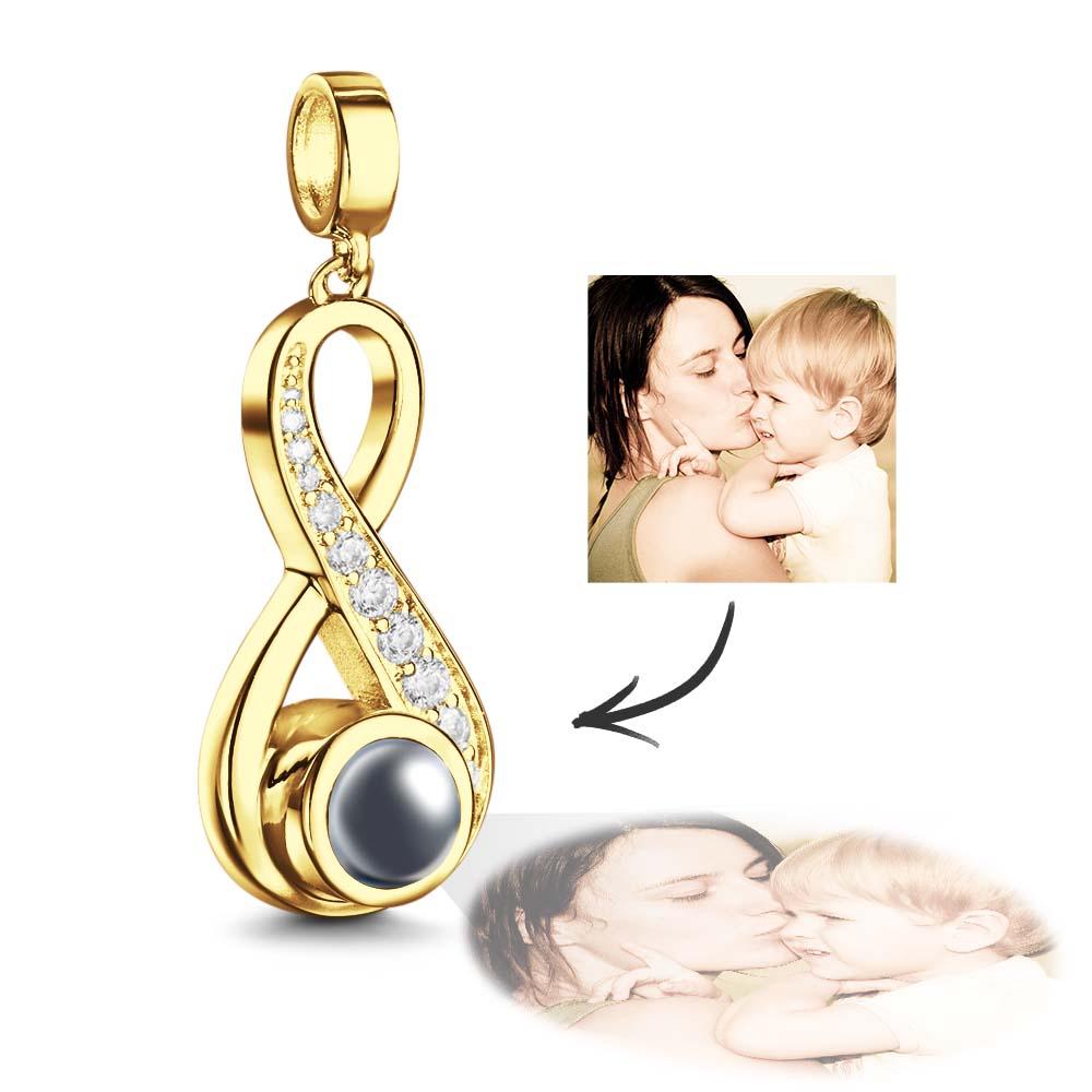 Custom photo projection pendant, gold infinite love design, a meaningful gift.
