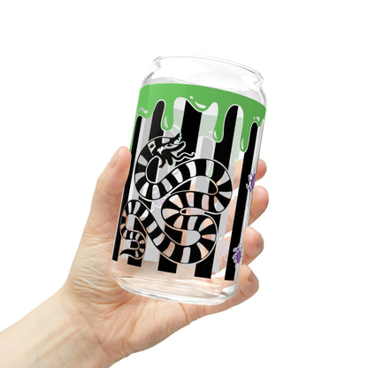 Edgy Snake Sipper Glass, 16oz - Cool Drinkware, Eco-Friendly Jar, Unique Gift, Gothic Home Decor, Reusable Beverage Container