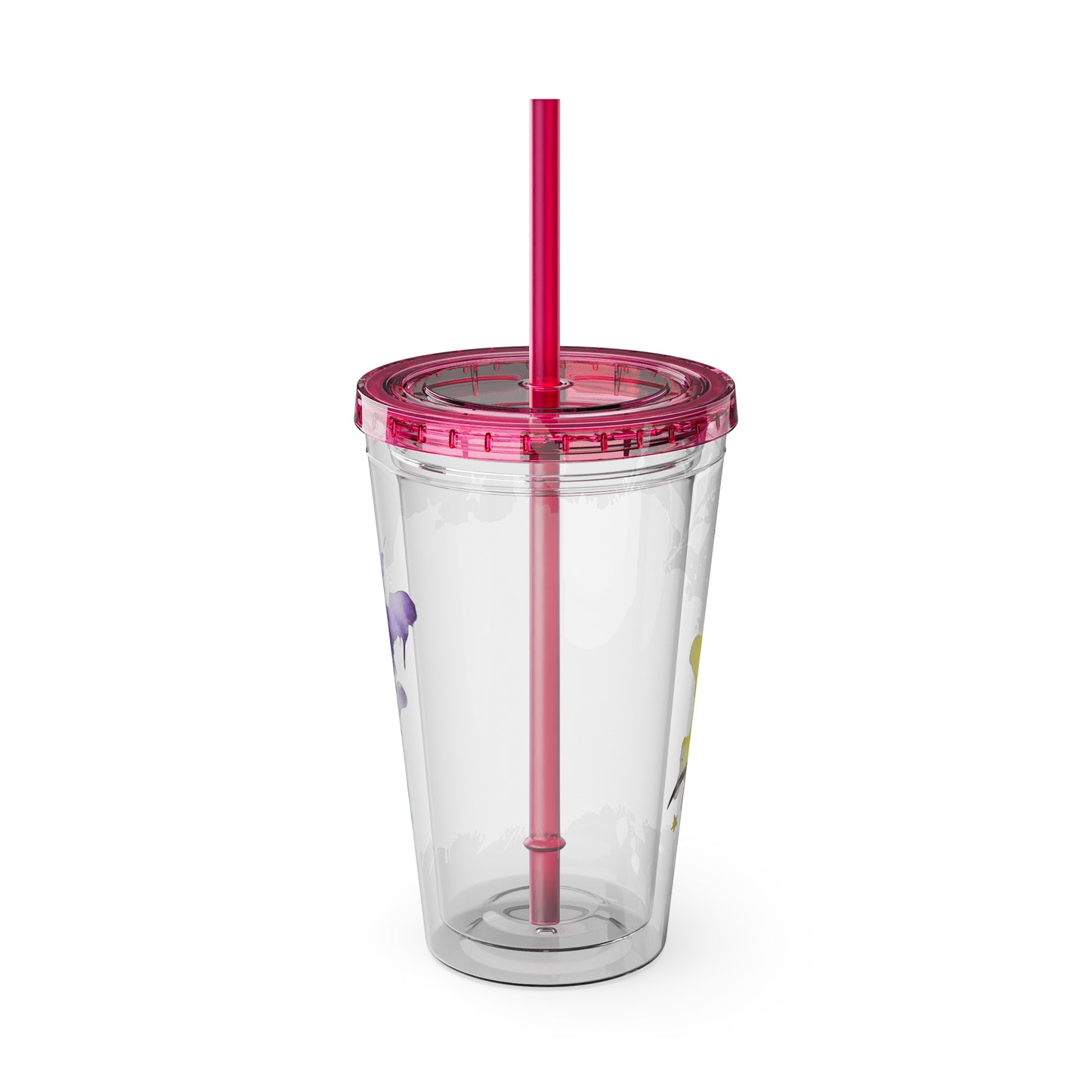Colorful Floral Sunsplash Tumbler with Straw | 16oz Travel Cup