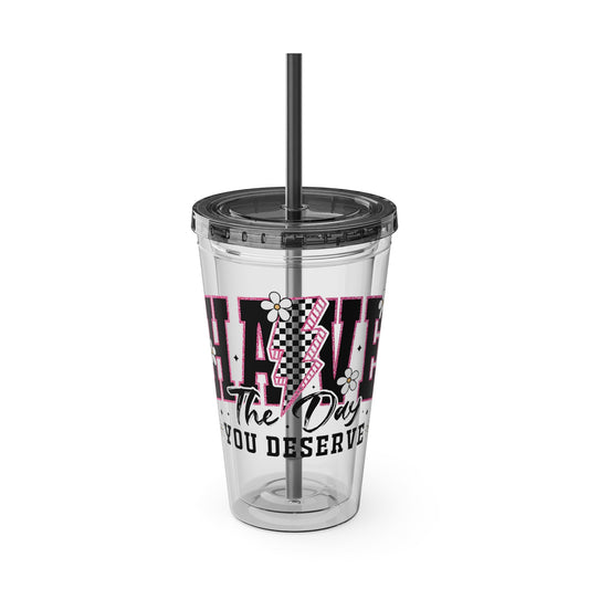 “Have the day you deserve” Tumbler - 16oz Travel Cup, Perfect for Daily Hydration, Inspirational Drinkware, Gift for Friends, Office Use, [...]