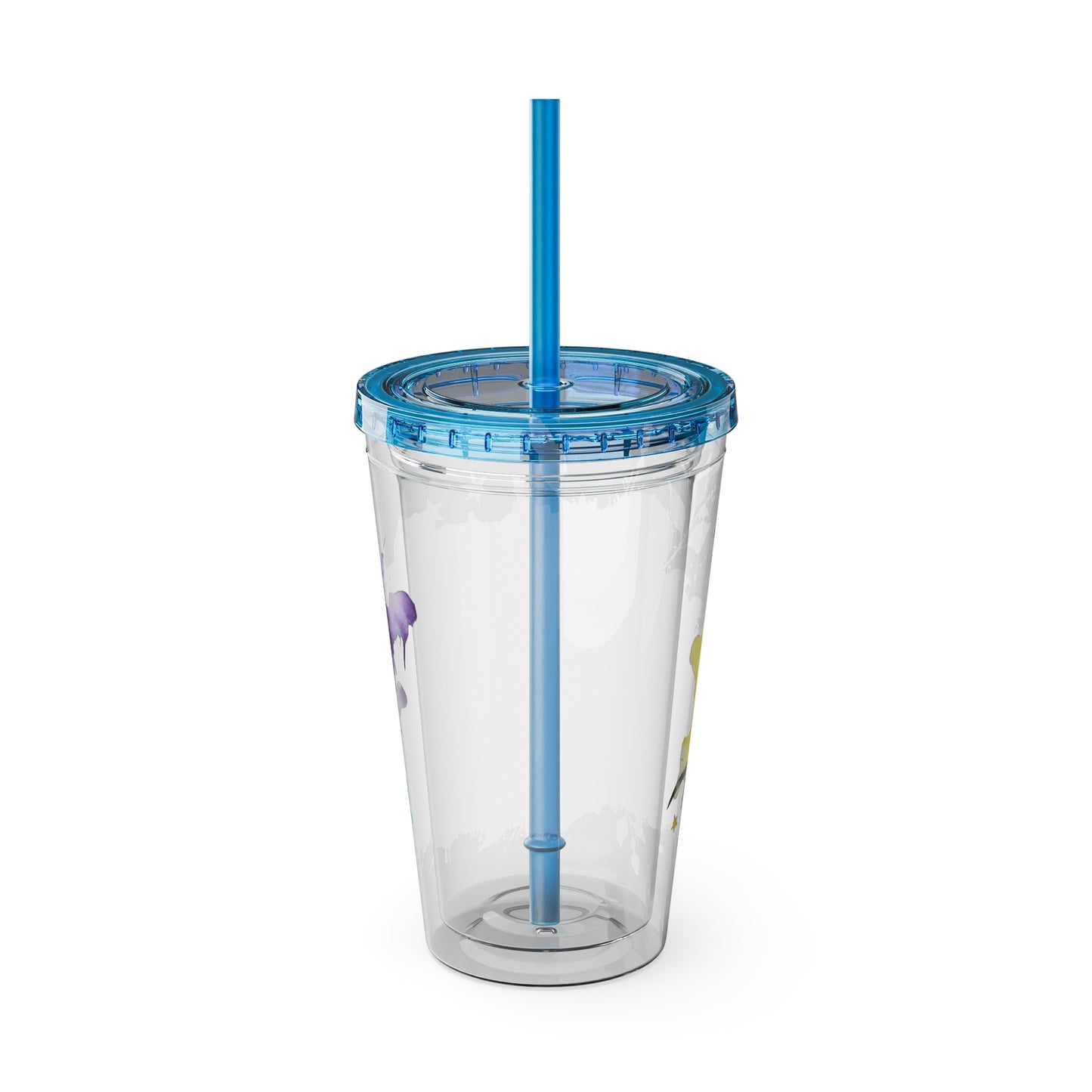Colorful Floral Sunsplash Tumbler with Straw | 16oz Travel Cup