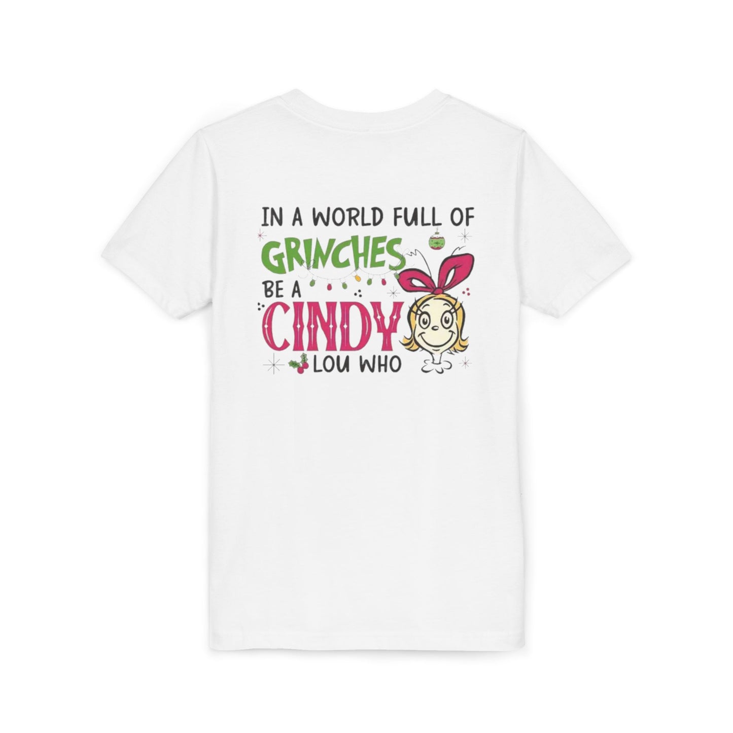 Cindy Lou Who Youth Tee, Christmas Gift, Holiday T-Shirt, Cute Kids Clothes, Grinch Theme Shirt, Festive Apparel