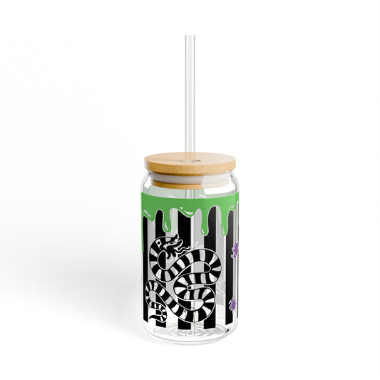Edgy Snake Sipper Glass, 16oz - Cool Drinkware, Eco-Friendly Jar, Unique Gift, Gothic Home Decor, Reusable Beverage Container