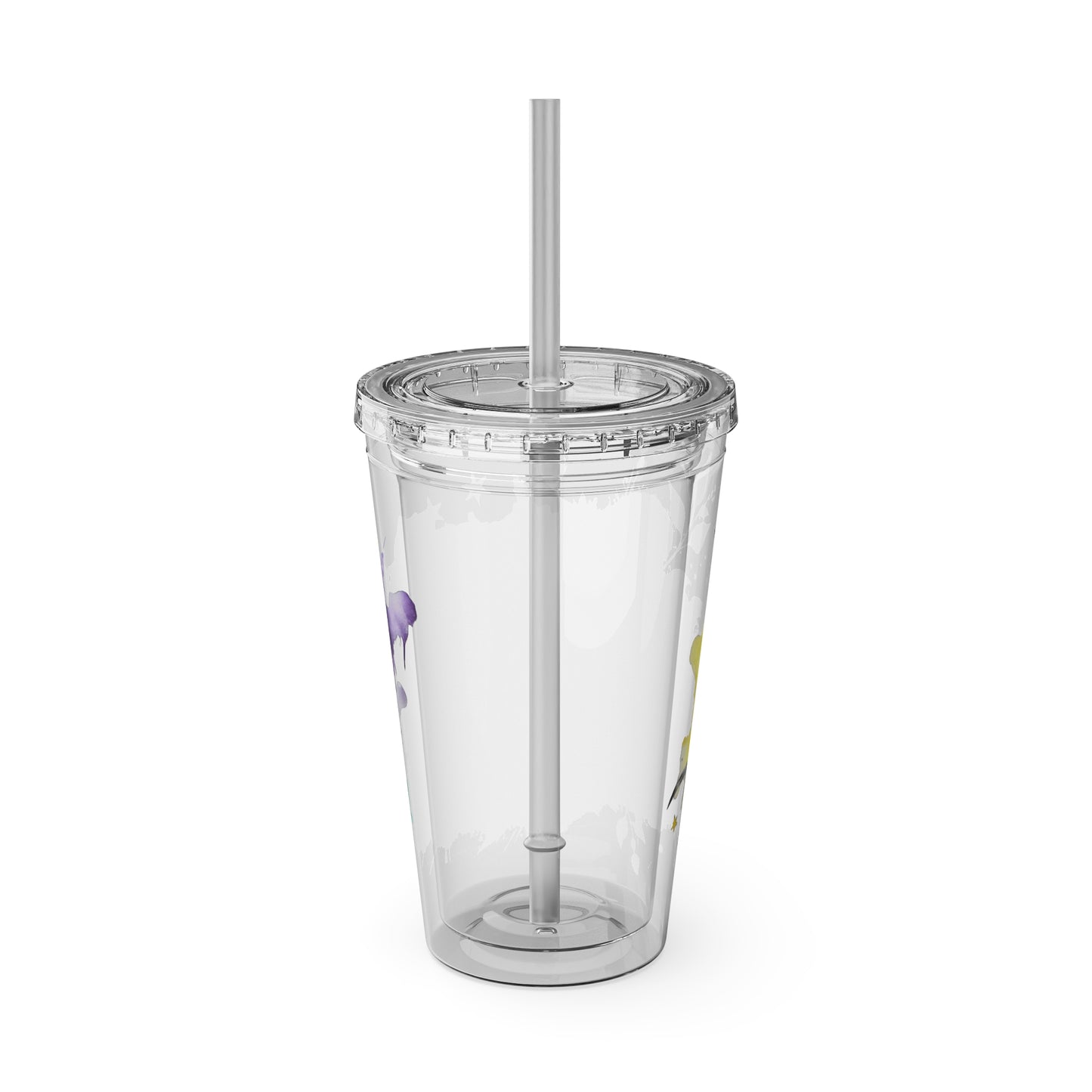 Colorful Floral Sunsplash Tumbler with Straw | 16oz Travel Cup
