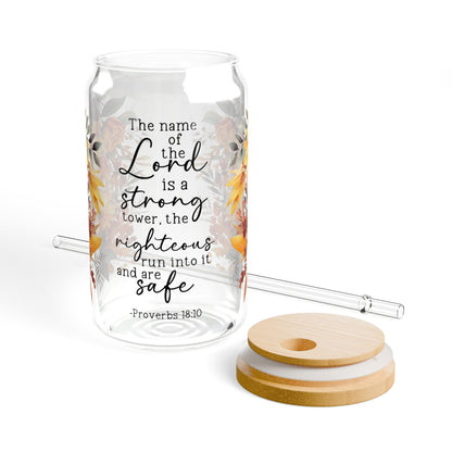 Inspirational Floral Sipper Glass - 16oz with Bible Verse - Perfect for Everyday Use and Gifts