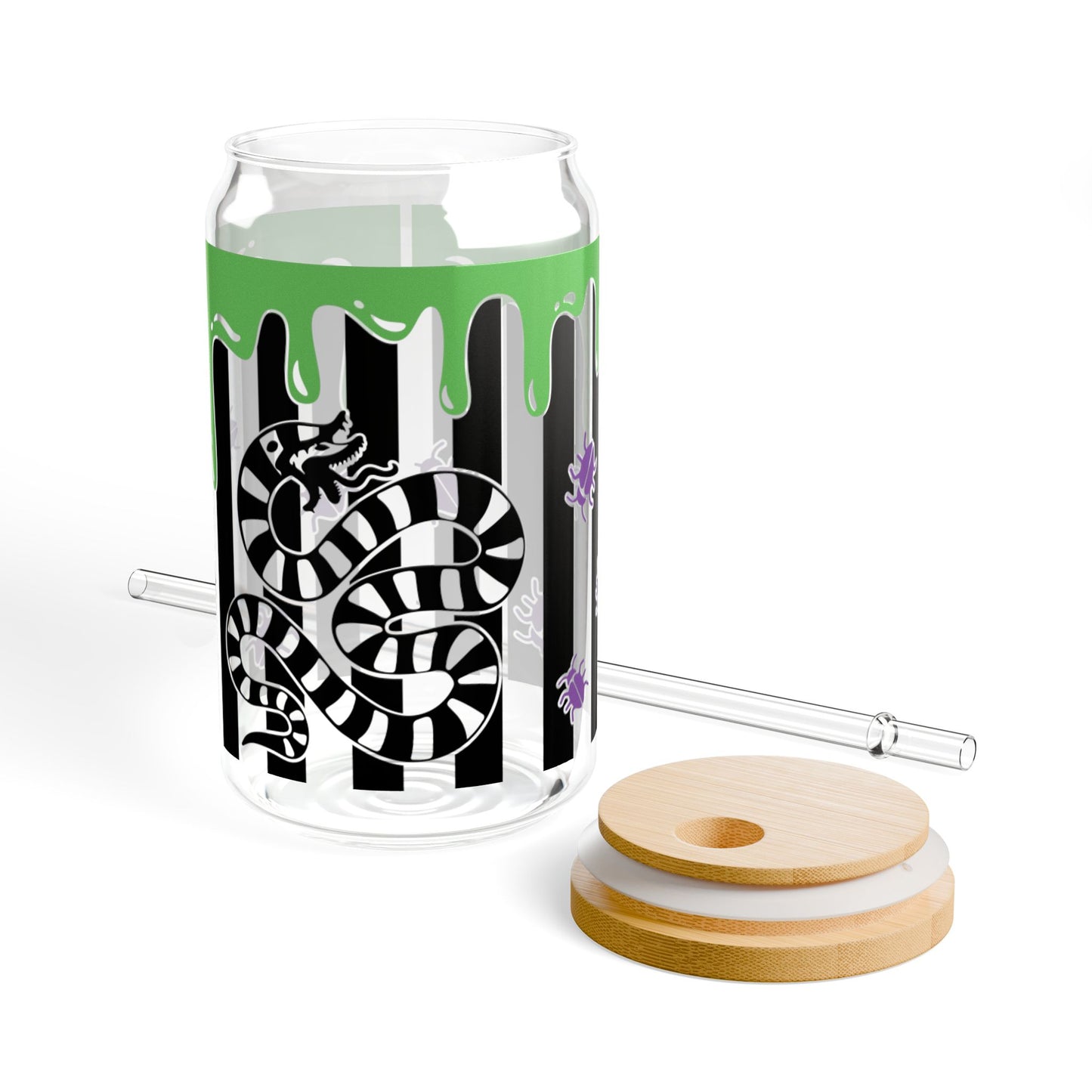 Edgy Snake Sipper Glass, 16oz - Cool Drinkware, Eco-Friendly Jar, Unique Gift, Gothic Home Decor, Reusable Beverage Container