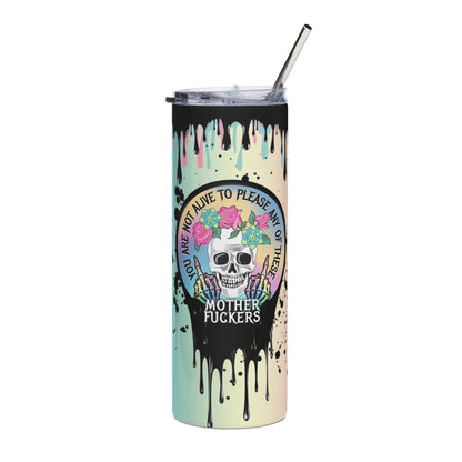 Colorful Skull Stainless Steel Tumbler - 20oz with Inspirational Quote