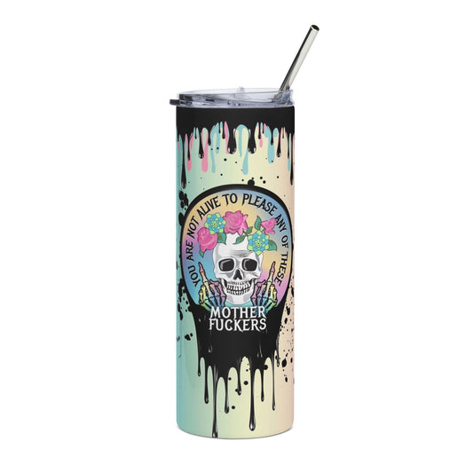 Colorful Skull Stainless Steel Tumbler - 20oz with Inspirational Quote