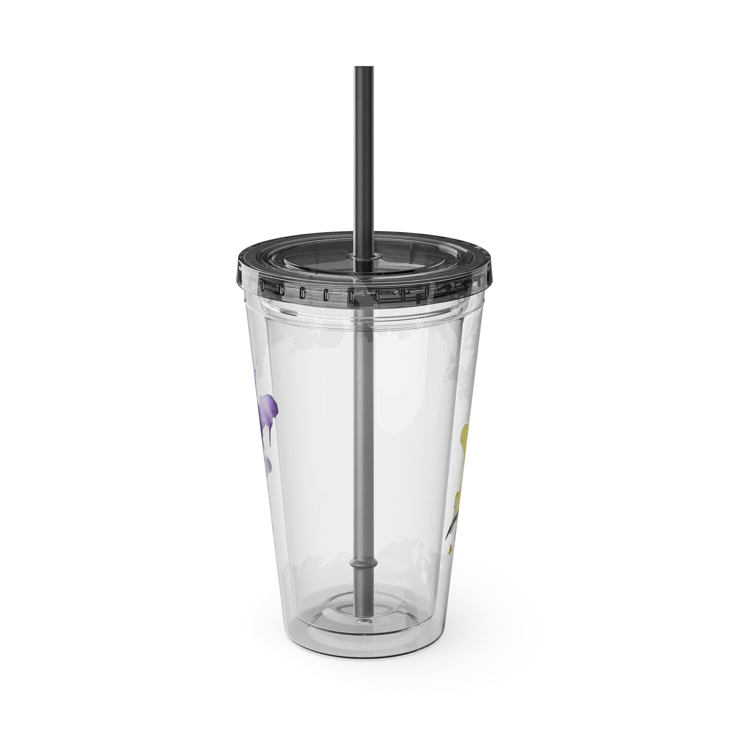 Colorful Floral Sunsplash Tumbler with Straw | 16oz Travel Cup