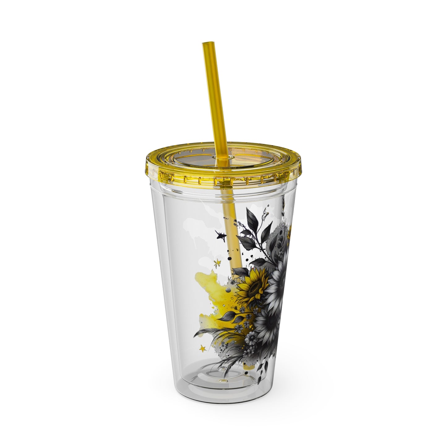 Colorful Floral Sunsplash Tumbler with Straw | 16oz Travel Cup