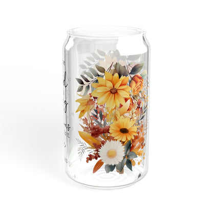 Inspirational Floral Sipper Glass - 16oz with Bible Verse - Perfect for Everyday Use and Gifts