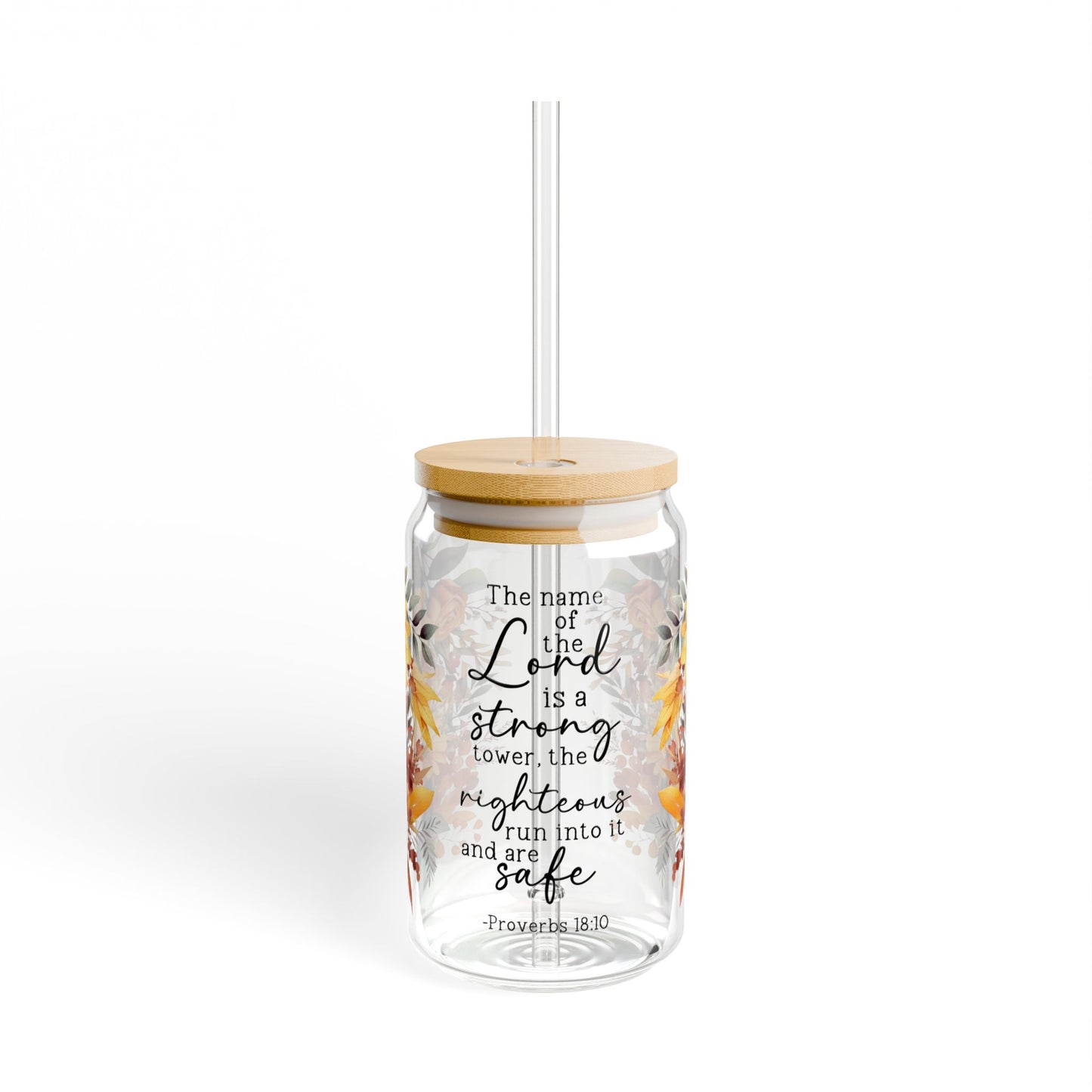 Inspirational Floral Sipper Glass - 16oz with Bible Verse - Perfect for Everyday Use and Gifts