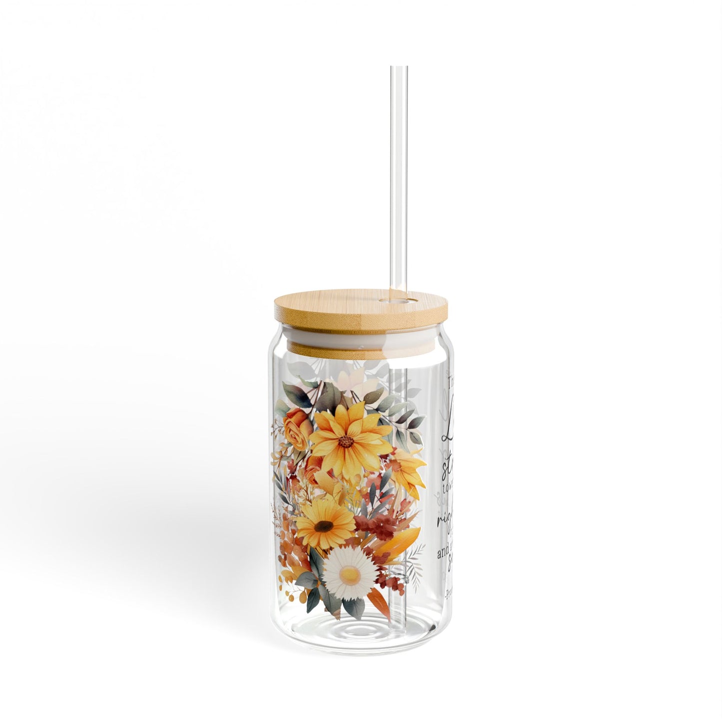 Inspirational Floral Sipper Glass - 16oz with Bible Verse - Perfect for Everyday Use and Gifts