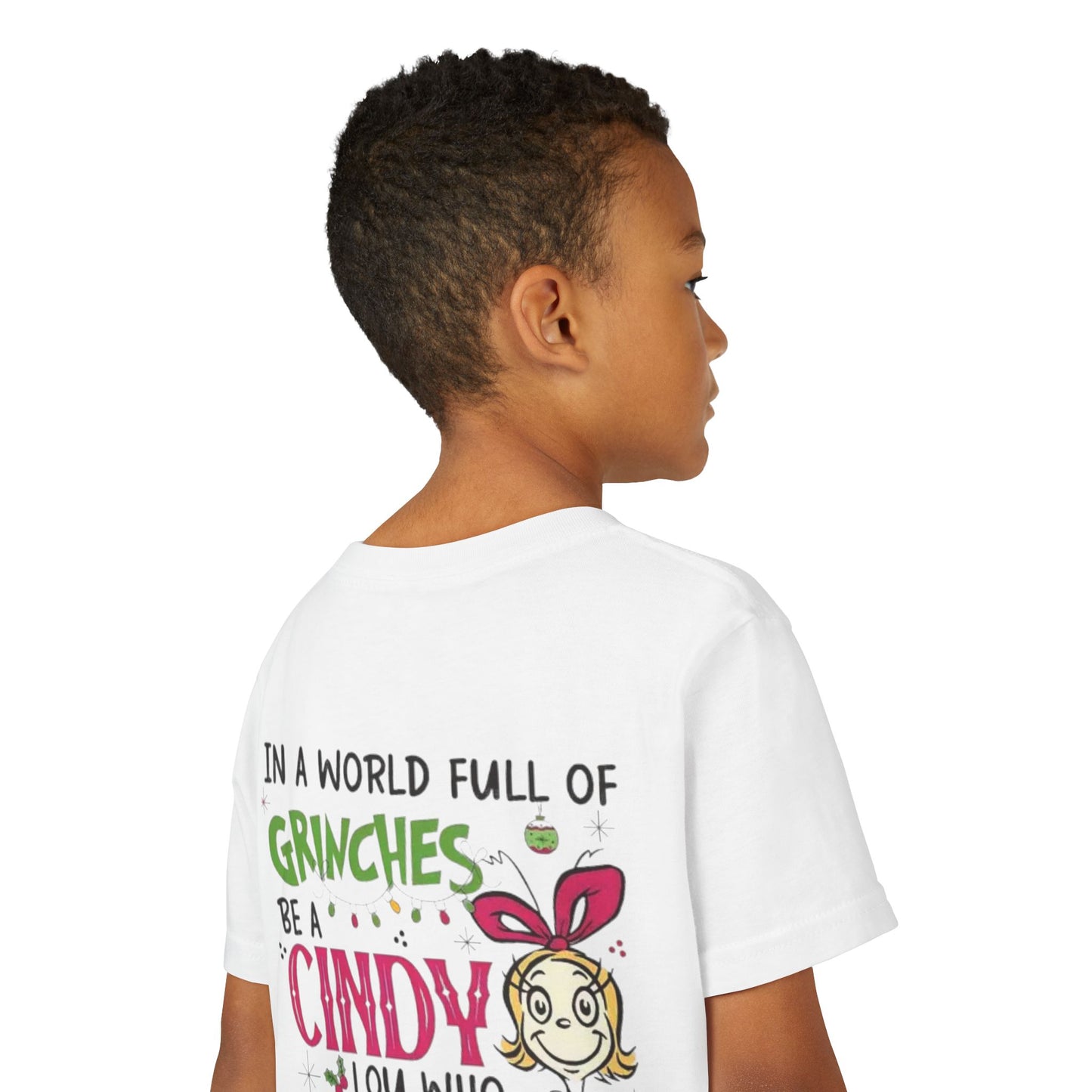 Cindy Lou Who Youth Tee, Christmas Gift, Holiday T-Shirt, Cute Kids Clothes, Grinch Theme Shirt, Festive Apparel