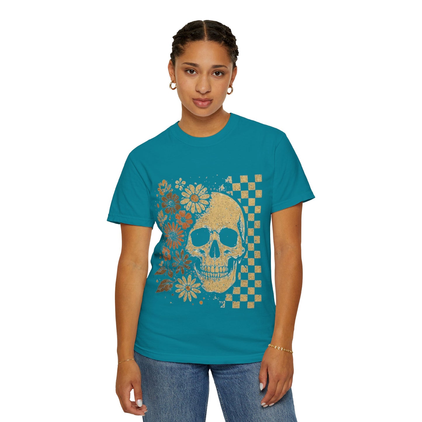Floral boho skull T-shirt