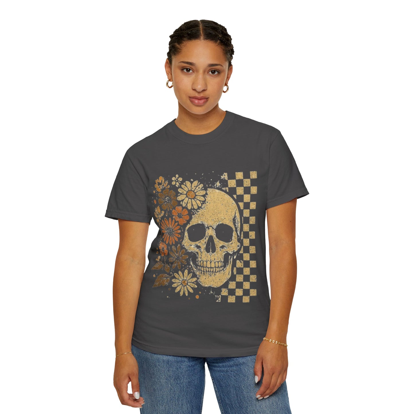 Floral boho skull T-shirt