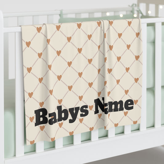 Personalized Baby Swaddle Blanket with Heart Pattern