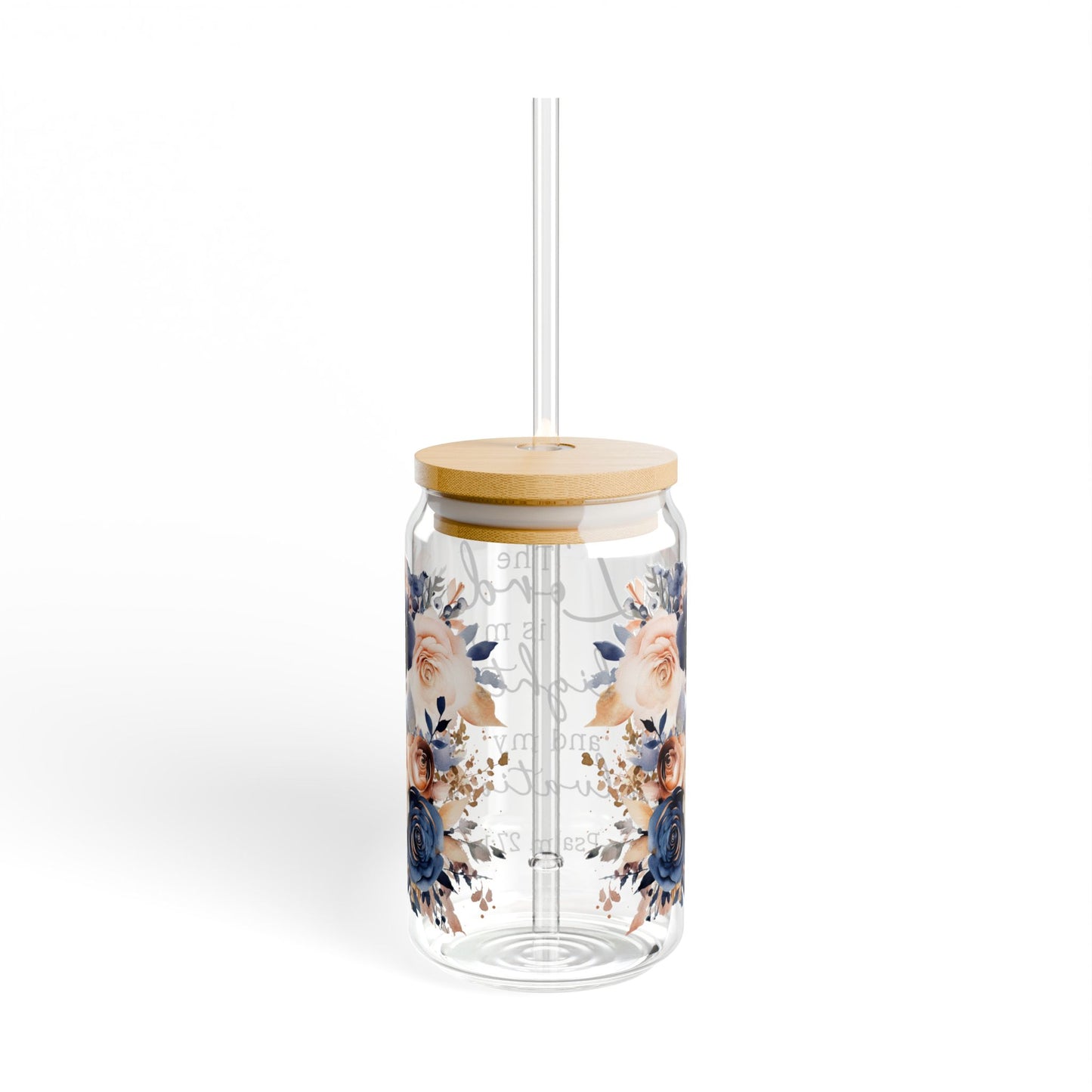 Floral Inspirational Sipper Glass - 16oz with Straw & Lid
