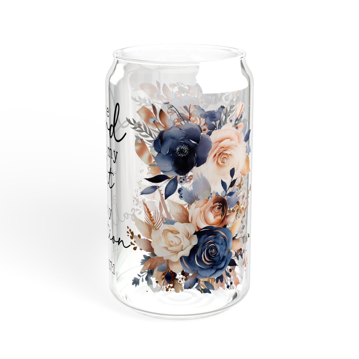 Floral Inspirational Sipper Glass - 16oz with Straw & Lid