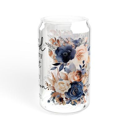 Floral Inspirational Sipper Glass - 16oz with Straw & Lid