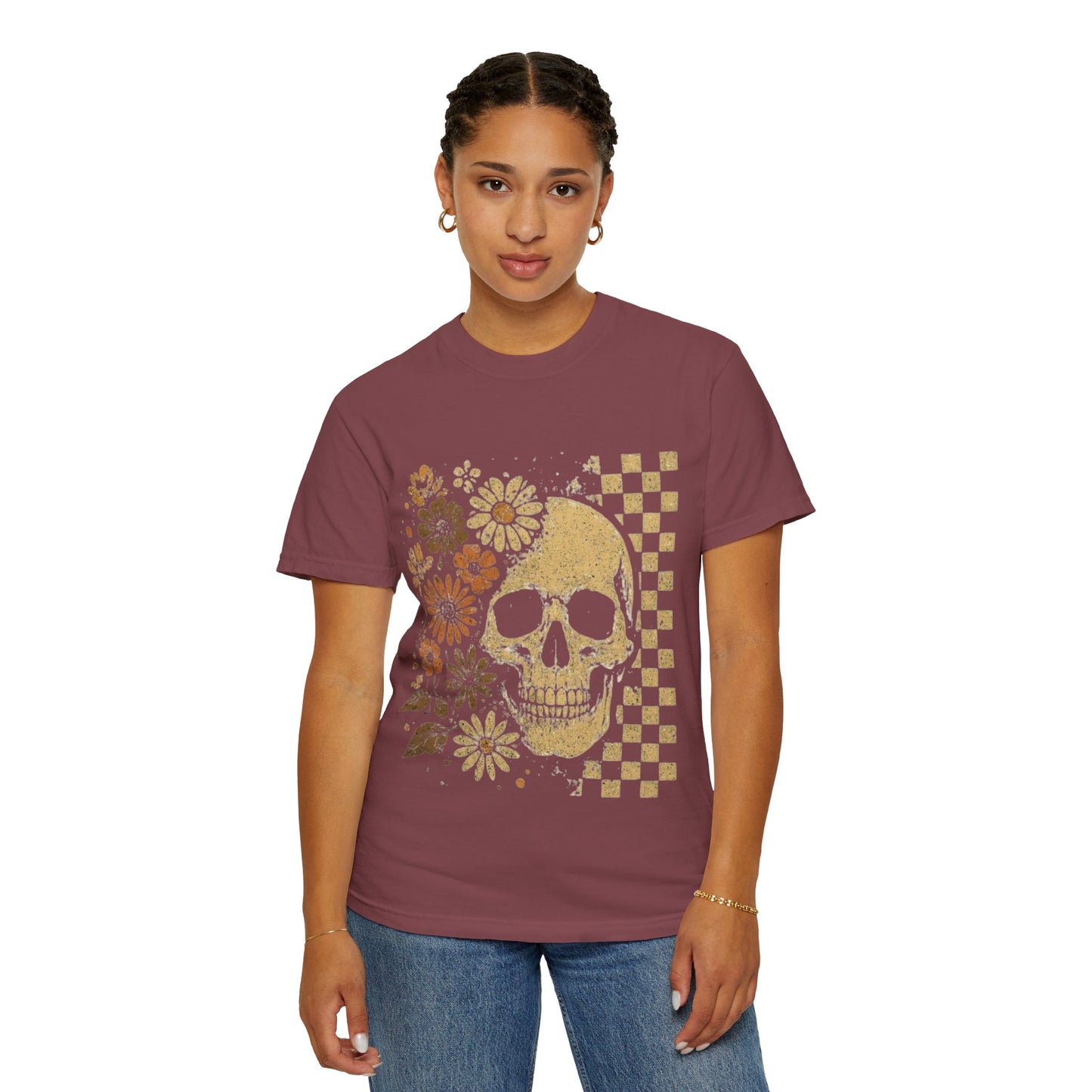 Floral boho skull T-shirt