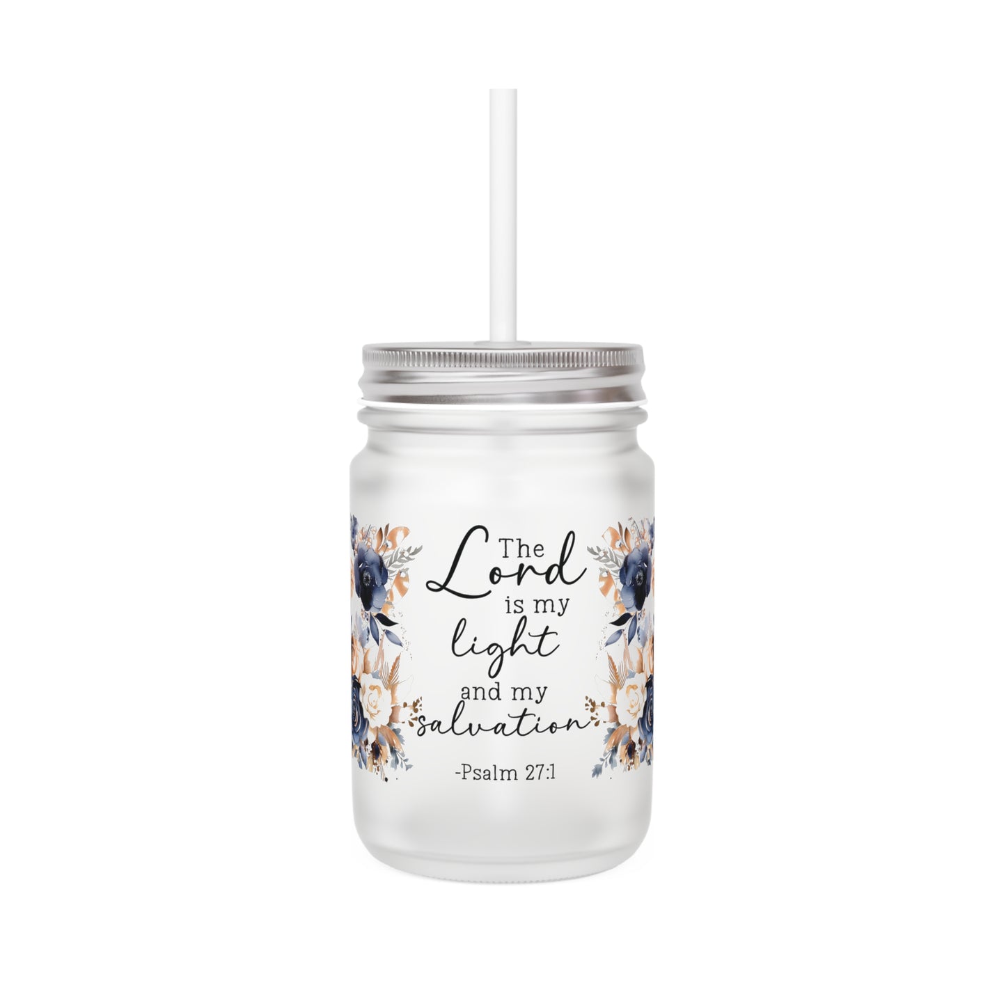 Floral Inspirational Mason Jar, Cute Drinking Jar, Bible Quote Mug, Gift for Friends, Party Favors, Home Decor