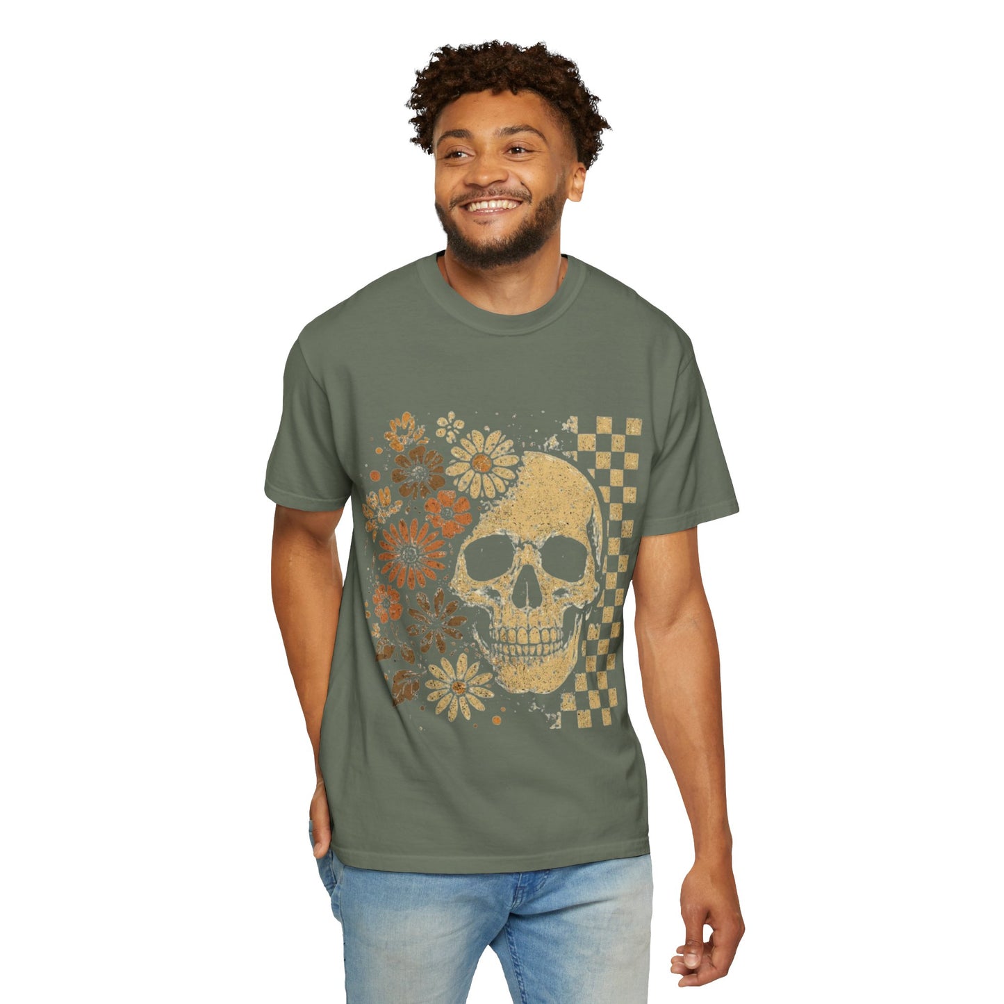 Floral boho skull T-shirt