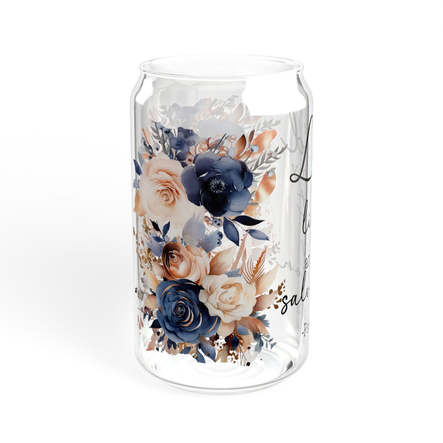 Floral Inspirational Sipper Glass - 16oz with Straw & Lid