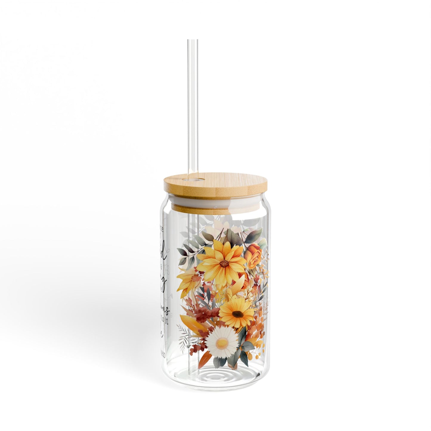 Inspirational Floral Sipper Glass - 16oz with Bible Verse - Perfect for Everyday Use and Gifts