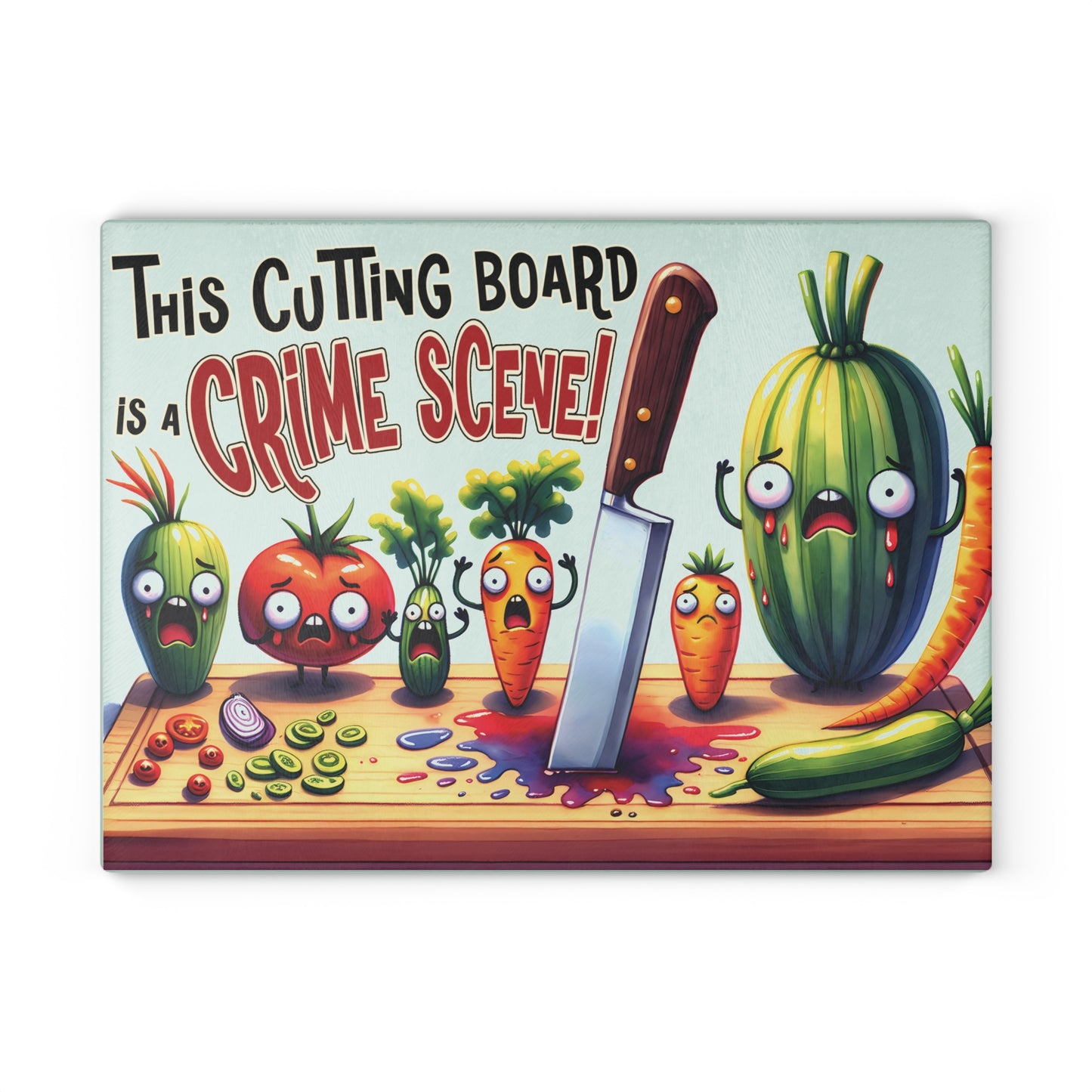 Crime Scene Glass Cutting Board – Funny & Unique Kitchen Decor