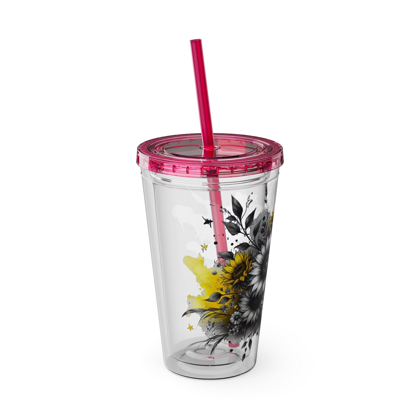 Colorful Floral Sunsplash Tumbler with Straw | 16oz Travel Cup