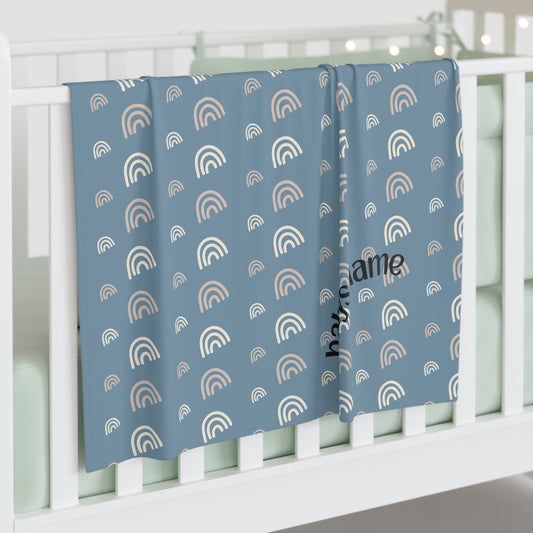 Personalized Baby Swaddle Blanket with Rainbow Design