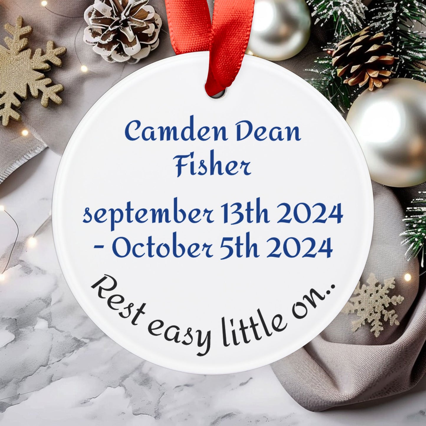 Our love for you will never cease Memorial Acrylic Ornament, Baby Loss Keepsake, Personalized Memorial Gift, Remembrance Ornament, Angel Baby Tribute