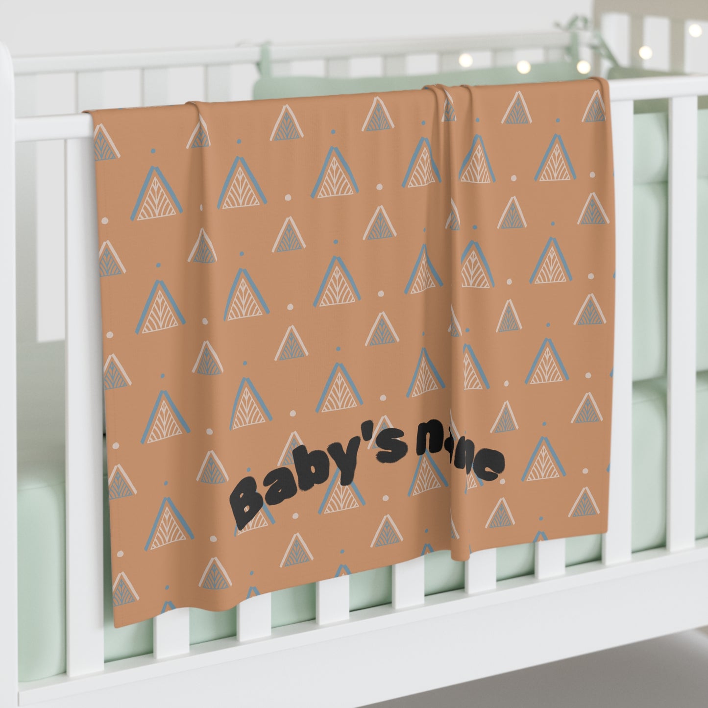 Personalized Baby Swaddle Blanket with Triangles Design