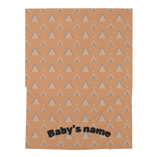 Personalized Baby Swaddle Blanket with Triangles Design