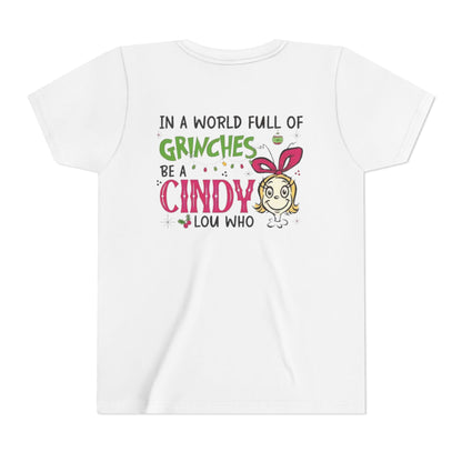 Cindy Lou Who Youth Tee, Christmas Gift, Holiday T-Shirt, Cute Kids Clothes, Grinch Theme Shirt, Festive Apparel