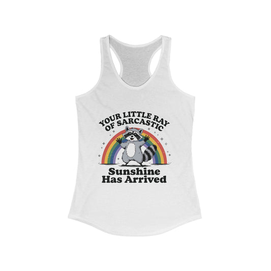 Tank Top - Sarcastic Raccoon Rainbow Graphic Tee for Women