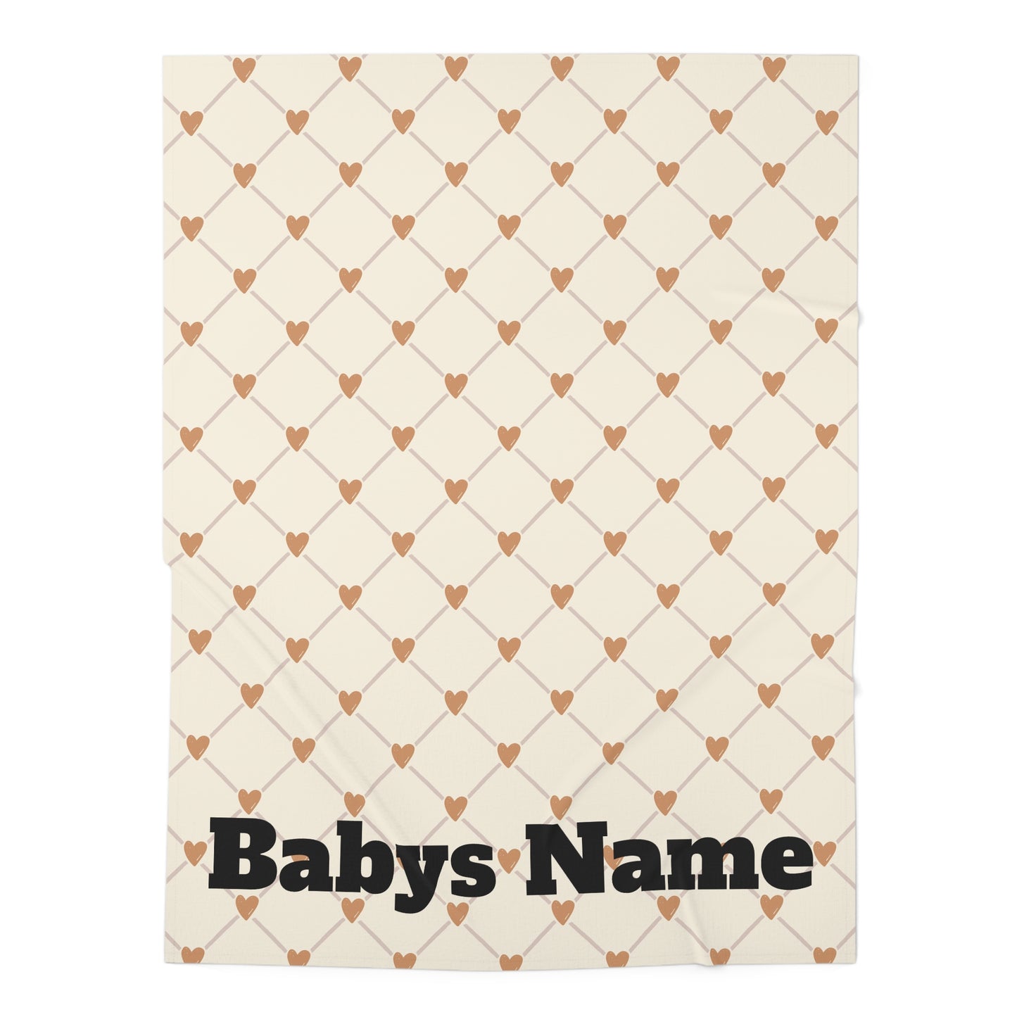 Personalized Baby Swaddle Blanket with Heart Pattern
