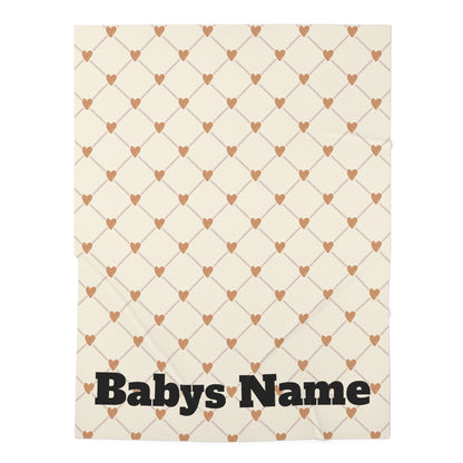 Personalized Baby Swaddle Blanket with Heart Pattern