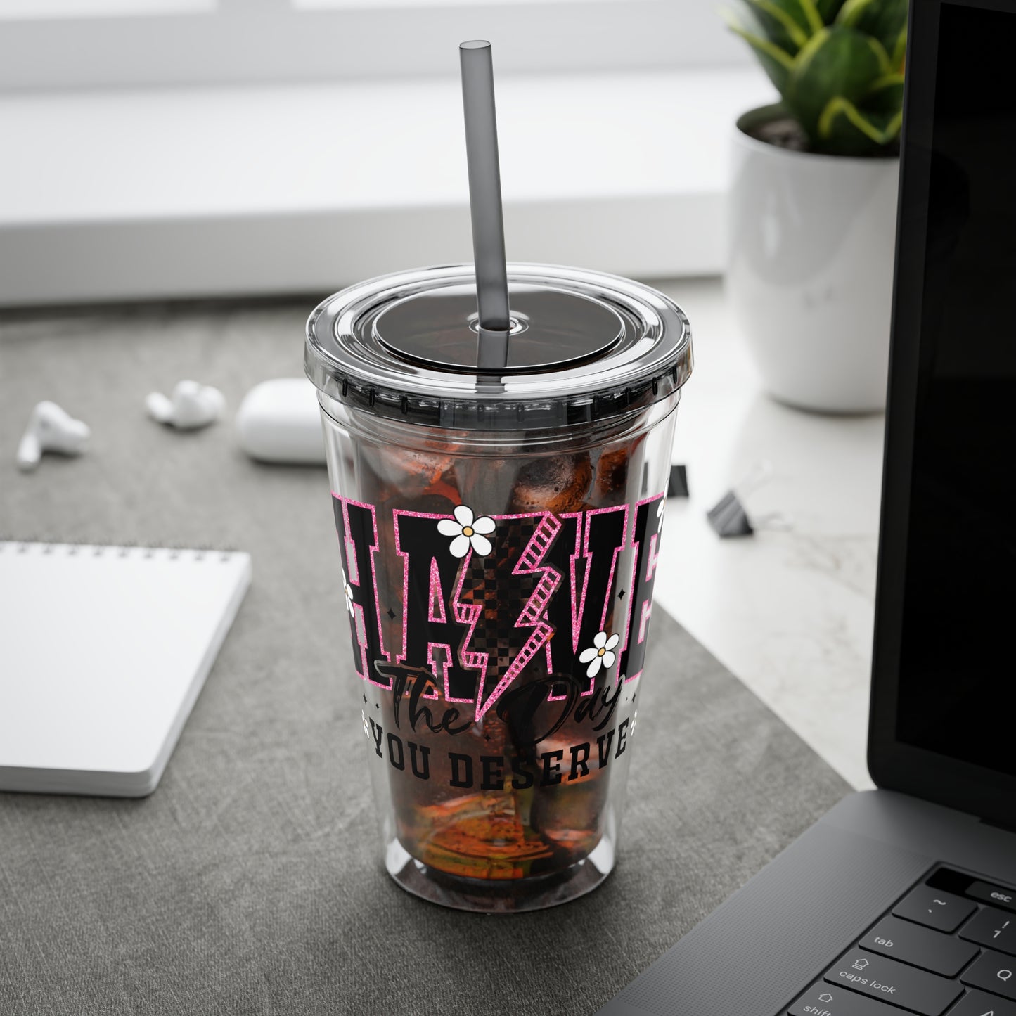 “Have the day you deserve” Tumbler - 16oz Travel Cup, Perfect for Daily Hydration, Inspirational Drinkware, Gift for Friends, Office Use, [...]