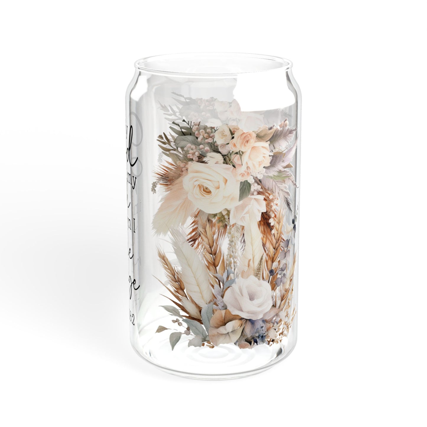 Floral Inspirational Sipper Glass 16oz - My God is My Rock Design